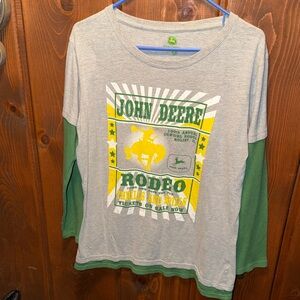 John Deere Green and Gray Rodeo Shirt